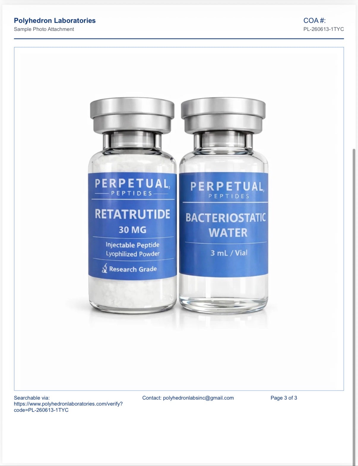 Retatrutide 30mg + 3ml agua bacteriostatica