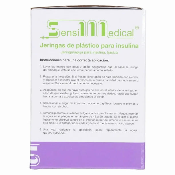 Jeringa plástico insulina .3ml 31gr x 6mm (Sensil Medical) 100 pzas
