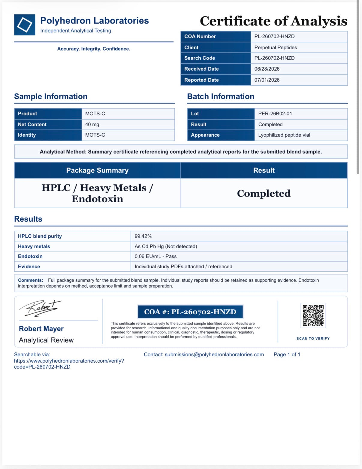 MOTS-c 40mg