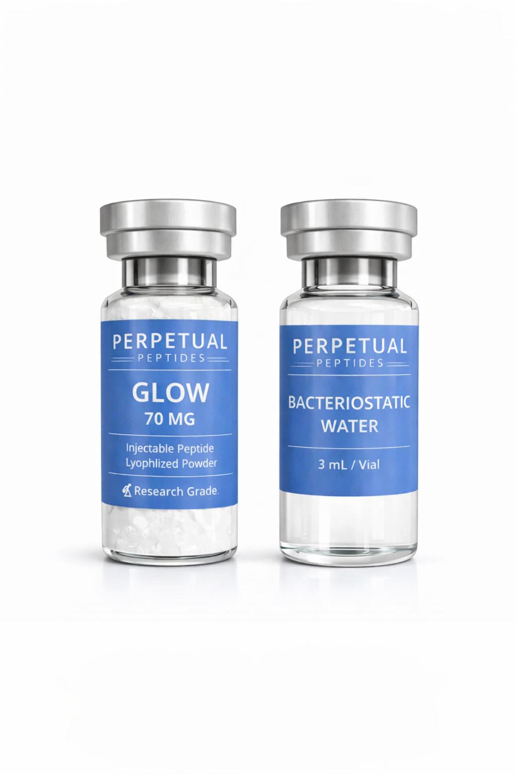 GLOW 70mg (GHK-Cu 50mg + BPC-157 10mg + TB500 10mg) Research kit + 3ml agua bacteriostatica